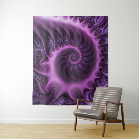 Vivid Abstract Cool Pink Paars Fractal Art Spiral Wandkleed (In situ)
