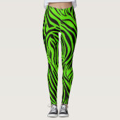 Vivid and Dazzling Lime Green Zebra Stripe Patroon Leggings (Voorkant)
