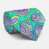 Vivid Aqua en Paarse Paisley Stropdas (Opgerold)