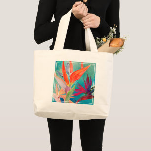 Vivid Birds of Paradise Grote Tote Bag