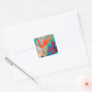 Vivid Birds of Paradise Vierkante Sticker