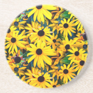 Vivid Black Eyed Susan Rudbeckia Melange Zandsteen Onderzetter