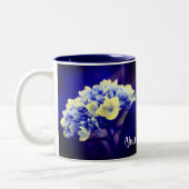 Vivid Blue Hydrangea Flower Personalized Tweekleurige Koffiemok (Links)