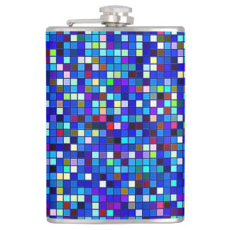Vivid Blue Multicolored Square Tegels Patroon Heupfles