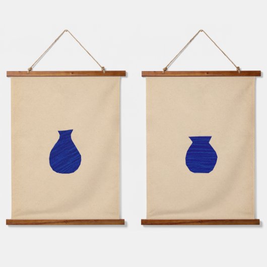 Vivid blue vases hangend wandkleed (Dubbel)