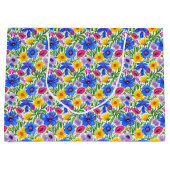 Vivid Blue Yellow Red Purple Flowers Pattern Groot Cadeauzakje (Voorkant)