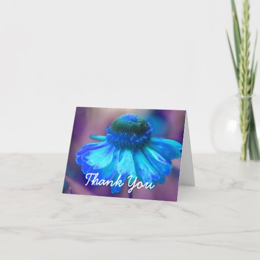Vivid Blue Zinnia Abstrait Floral Carte de remerci (Devant)