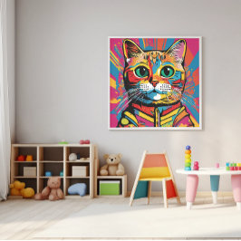 "Vivid Cat Art - Kleurrijke Feline Face" Poster