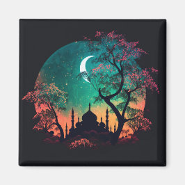 Vivid Cherry Blossom Islamic Mosque Fridge Magnet Magneet