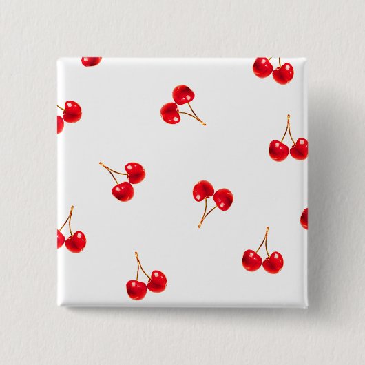 Vivid Cherry Pattern Vierkante Button 5,1 Cm (Voorkant)