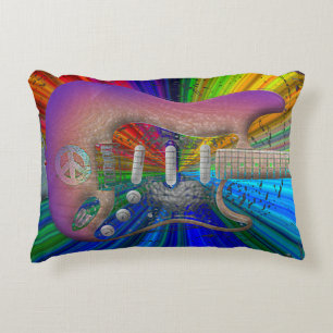 Vivid Colors Peace Guitar Accent Pillow Accent Kussen
