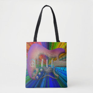 Vivid Colors Peace Guitar Full Afbeelding Tas