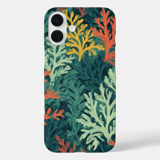Vivid Coral Forest - IPhone 16 Hoesje (Achterkant)