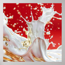 Vivid Cream en Red Fluid Art Poster