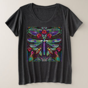 Vivid dragonfly damesthemd plus T-shirt