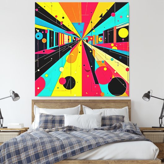 Vivid Dreams: Een Neon Odyssee Canvas Afdruk (Insitu (Slaapkamer))
