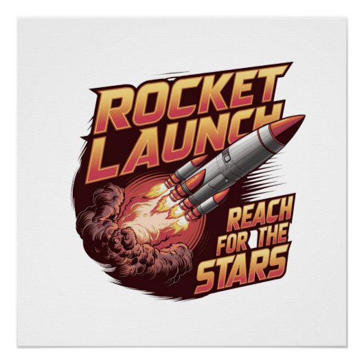Vivid et Bold Rocket Launch Glossy Poster (Devant)