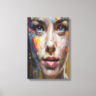Vivid Expression – Abstracte portretkunst Canvas Afdruk