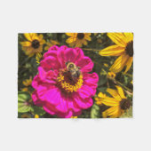 Vivid Flowers met bijen Fleece Deken (Voorkant (Horizontaal))