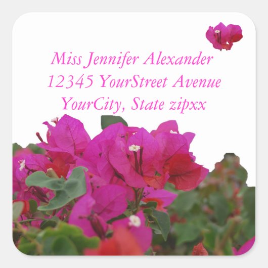 Vivid Flowers Retouradres Vierkante Sticker (Voorkant)