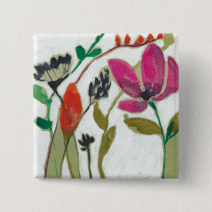 Vivid Flowers Vierkante Button 5,1 Cm