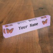 Vivid Monarch Butterfly Paars Naambordje (Zijkant)