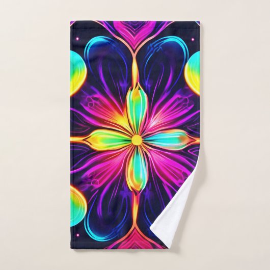 Vivid Neon Floral Mandala Art Bad Handdoek (Handdoek)