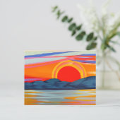 Vivid Ocean Sunset Over Mountains Briefkaart (Staand voorkant)