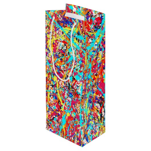 Vivid Paint Splatter Abstract Wijn Cadeautas (Achterkant Gekanteld)