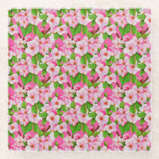 Vivid Pink Cherry Blossom Glass Onderzetter Glazen Onderzetter