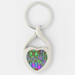 Vivid Pink Paars en Green Metal Sleutelhanger