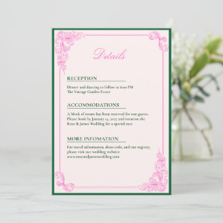 Vivid Pink Y2K Anime Gothic Cat Wedding Details Kaart
