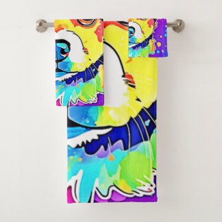 Vivid Puppy Vibes Art Design Bad Handdoek