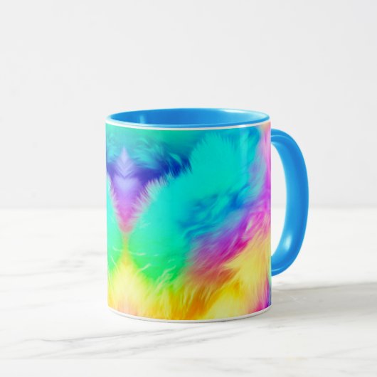 Vivid Rainbow Fluffy Fur Texture-75201 Mok (Voorkant rechts)