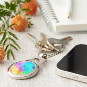 Vivid Rainbow Fluffy Fur Texture-75201 Sleutelhanger (Zijkant)