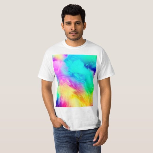 Vivid Rainbow Fluffy Fur Texture-75201 T-shirt (Voorkant volledig)