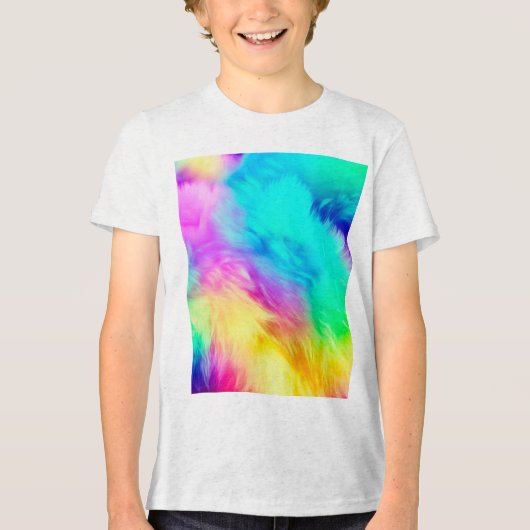 Vivid Rainbow Fluffy Fur Texture-75201 Tri-Blend Shirt (Voorkant)
