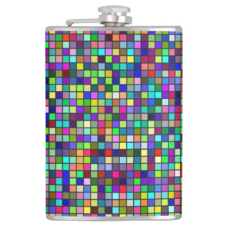 Vivid Rainbow-kleuren en pastels Squares patroon Heupfles