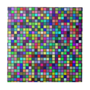 Vivid Rainbow-kleuren en pastels Squares patroon Tegeltje