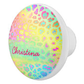 Vivid rainbow leopard, aangepaste naam keramische knop (Rechts)