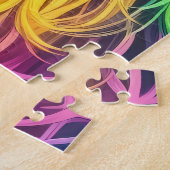 Vivid Rainbow Neon Psychedelische Natuur & Wildlif Legpuzzel (Zijkant)