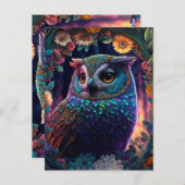 Vivid Rainbow Owl Art Briefkaart (Voorkant / Achterkant)