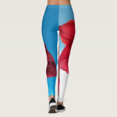 Vivid red Amaryllis Flower, blue background WOW Leggings (Achterkant)