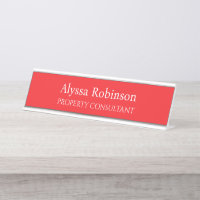Vivid Red Professionnel Bureau Nom Plaque