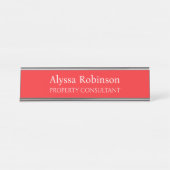 Vivid Red Professionnel Bureau Nom Plaque (Devant)