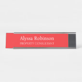 Vivid Red Professionnel Bureau Nom Plaque (Devant)