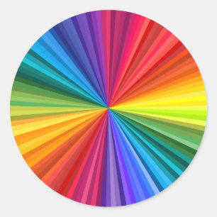 Vivid regenboogkleurig zwoegijzer dat zich naar de ronde sticker