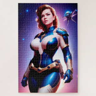 Vivid Retro 50's Vrouw Sci Fi Space Ranger Legpuzzel