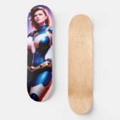 Vivid Retro 50's Vrouw Sci Fi Space Ranger Skateboard (Voorkant)