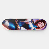 Vivid Retro 50's Vrouw Sci Fi Space Ranger Skateboard (Horizontaal)